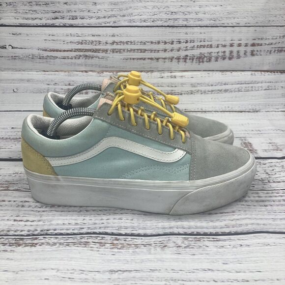 VANS Shoes - Vans Old Skool Platform Pastel Block Gray Blue Sneakers Shoes, Women’s Size 7.5